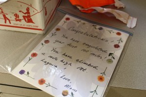 Our logistical support expert, vital to the success of our journey, wrote this lovely note and included it in our first mail drop.